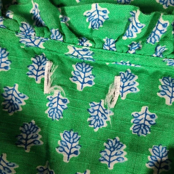 J. Crew Flutter Sleeve Top in Vintage Kelly White Floral Block Print L - Picture 7 of 9